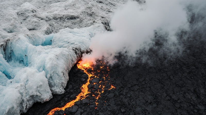 Fire and Ice: Russian Volcano’s Lava Flow Nears Major Glacier